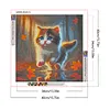 Diamond Painting -DIY Round Drill Maple Leaf Cat(40x40cm)