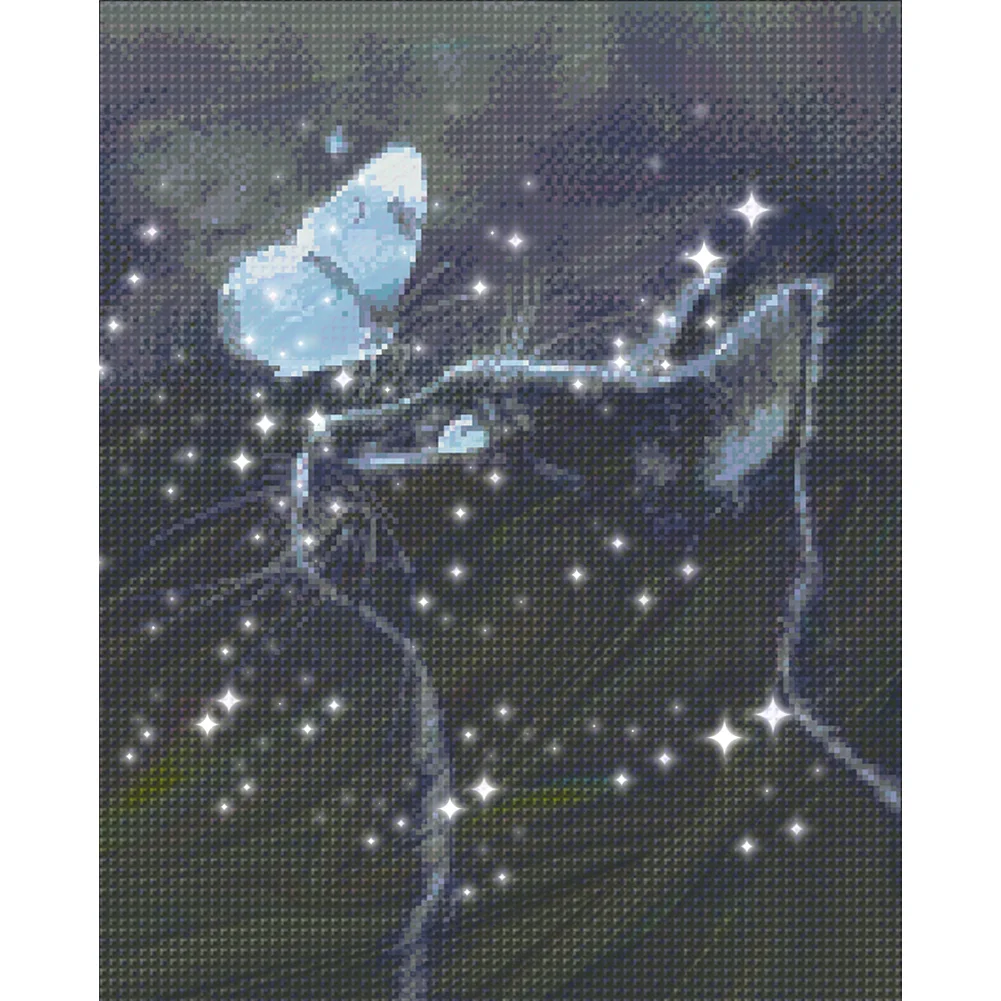 9CT Full Stamped Cross Stitch Bead Embroidery- Cat Butterfly(Canvas|40*52CM)