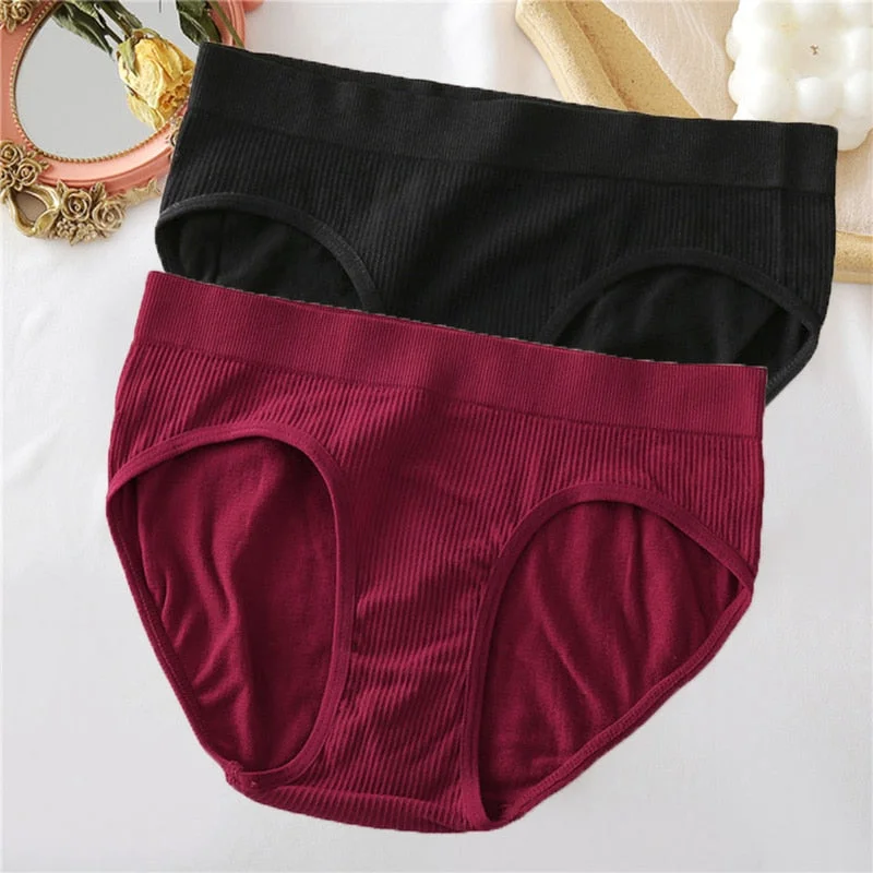 1/2PCS Seamless Panties Women Underwear Sexy Briefs Female Underpants Ladies Panties Intimate Lingerie Solid Color Girls Pantys