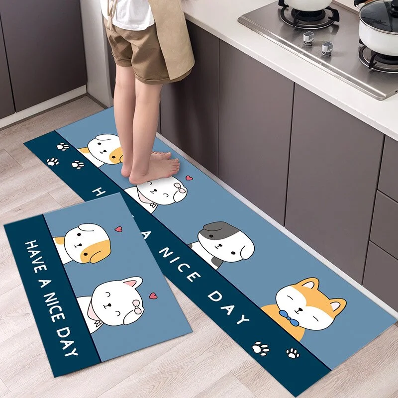 Cartoon Animals Cat Kitchen Mat Long Strip Anti-slip Entrance Doormat Home Floormat Decoration Carpet Absorbent Rug Floor Mat