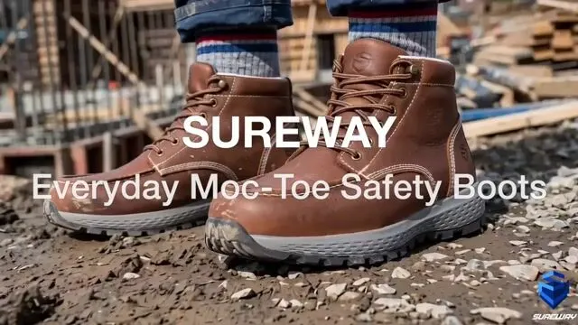 ウラ SUREWAY Mens 4 Inch Soft Composite Toe Work Boot Moc Toe Lace Up