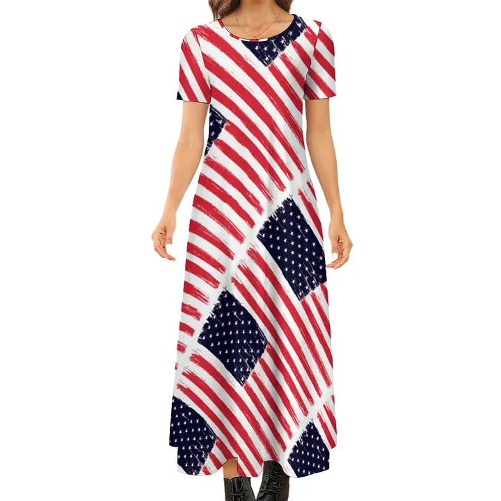 dresses red white and blue Ailsi Women 4th of July Patriotic Tank American Flag Star Striped Star Smoked Dress XS at Amazon Women's Clothing store relaxed and comfortable Usa Flag Patriotic American Flag