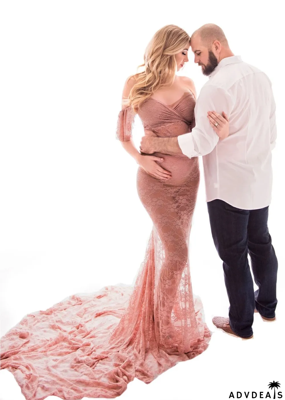 Pregenant Full Lace Sweetheart Fishtail Wedding Dress