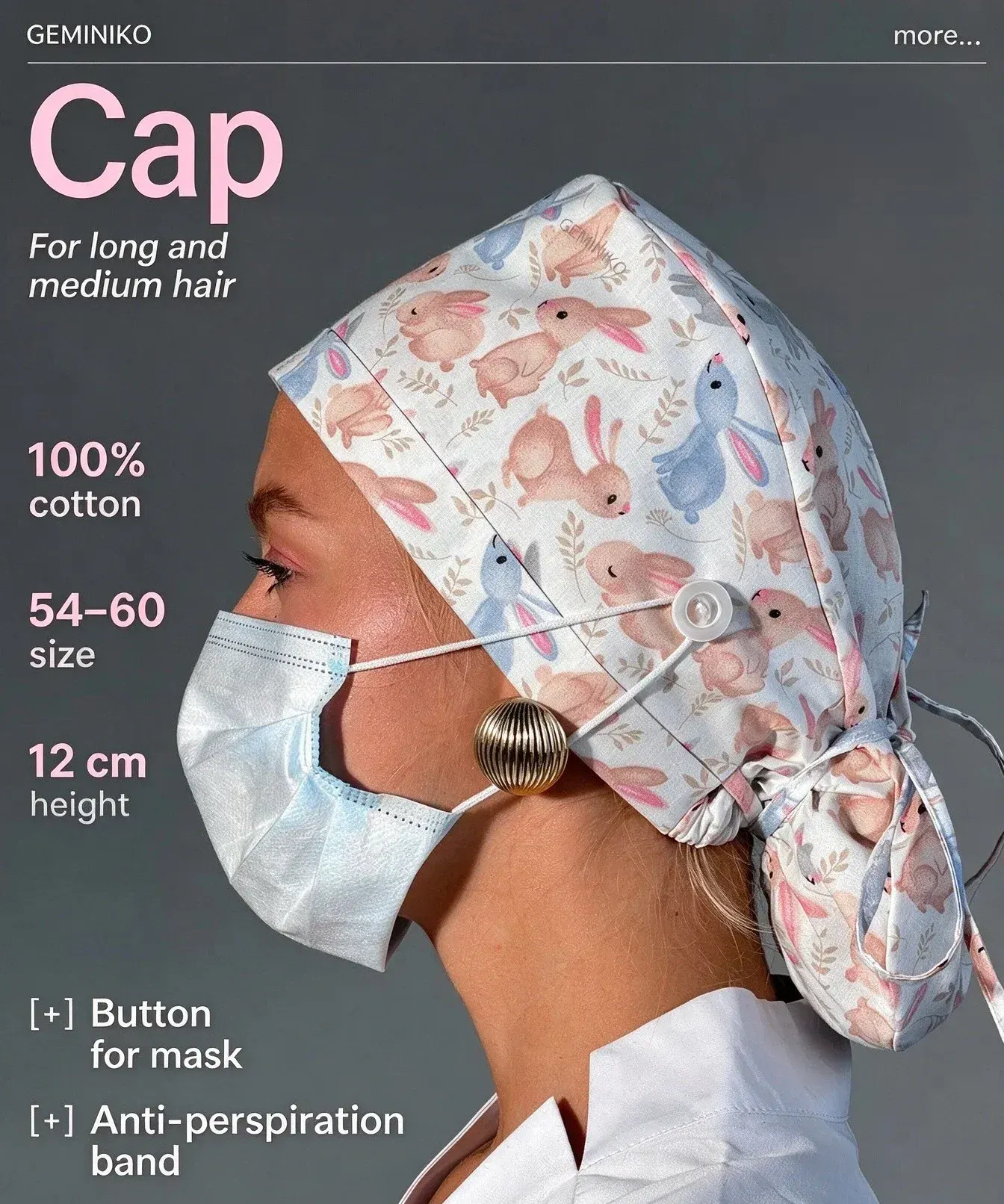 Adjustable Cotton Scrub Cap