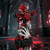 Gothic Floral Flower Model Set Eye-Catching Table Centerpiece Horror Skeleton Bouquet Building Set for Adults Kids Holiday Birthday Gift (Cross)