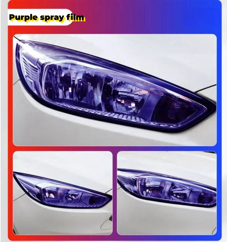 Highly transparent frosted removable color-changing film for car lights