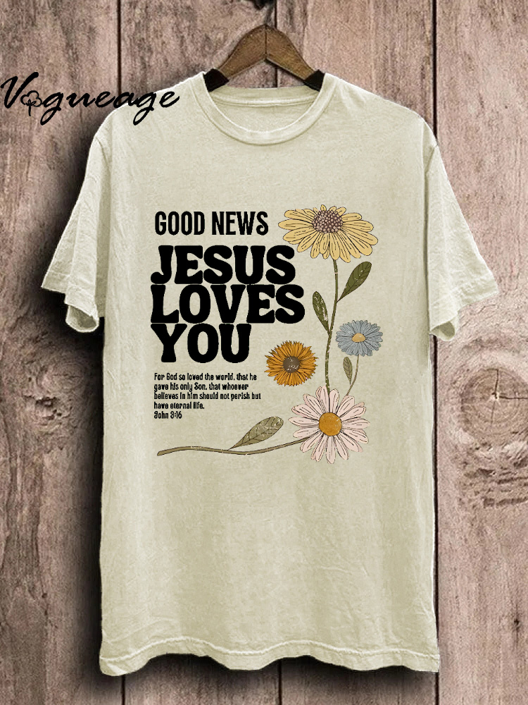 Good News Jesus Loves You Unisex Washed T-Shirt