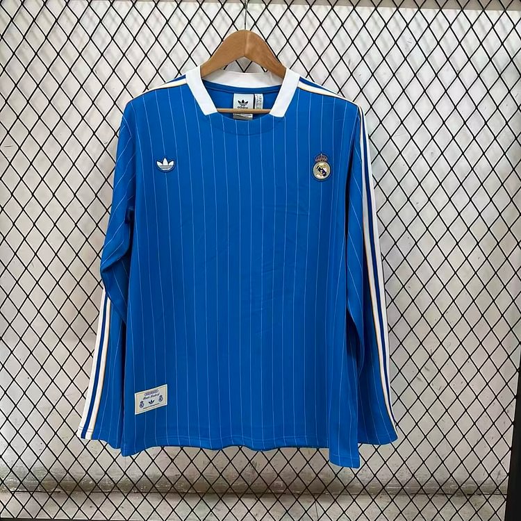 2025-26 Real Madrid Retro Blue Long-Sleeve Jersey - Fan Edition