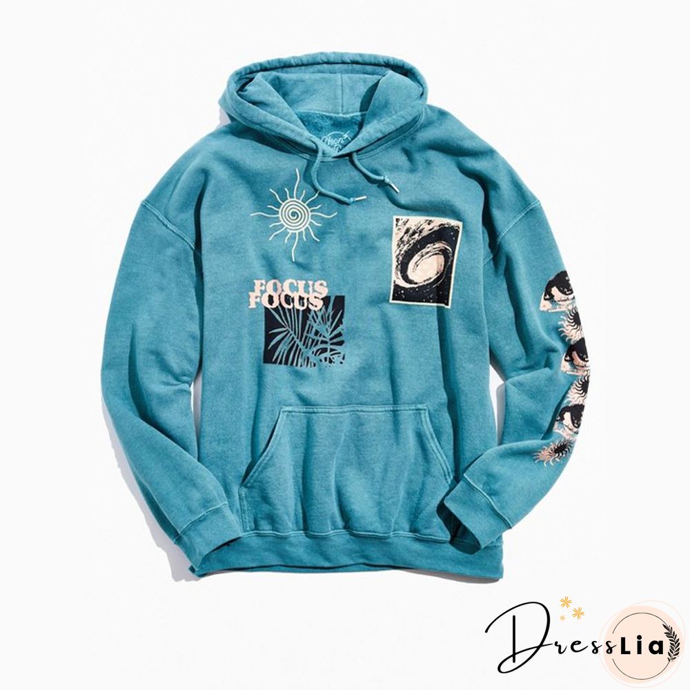 Men's Fashion European Print Loose Hoodie Lh074