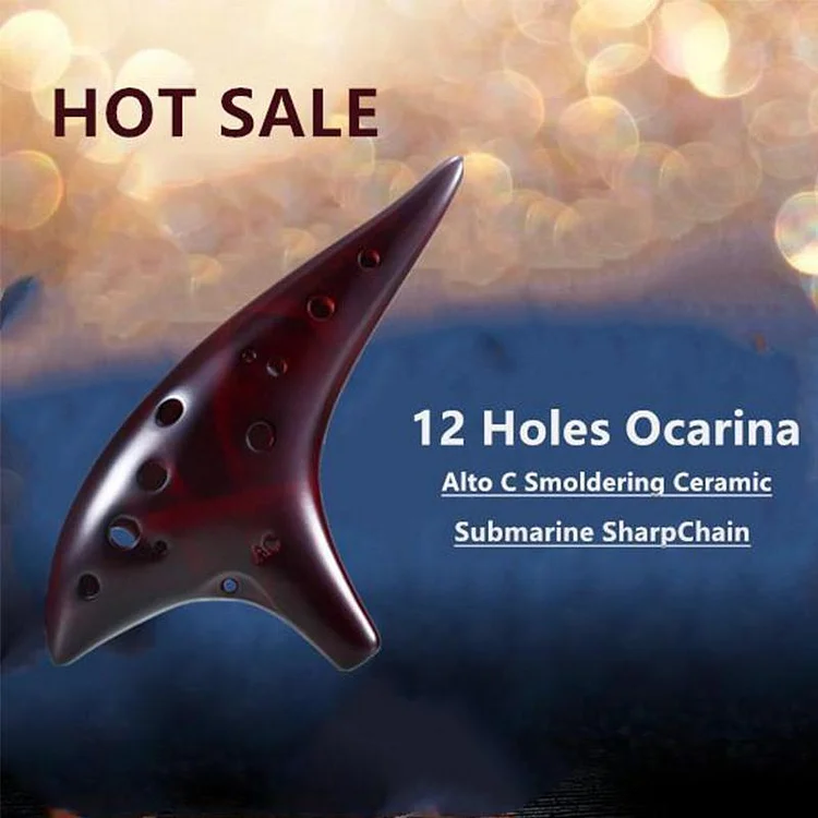 12 Holes Ocarina Alto C Smoldering Ceramic Submarine SharpChain +Display BaseS | 168DEAL