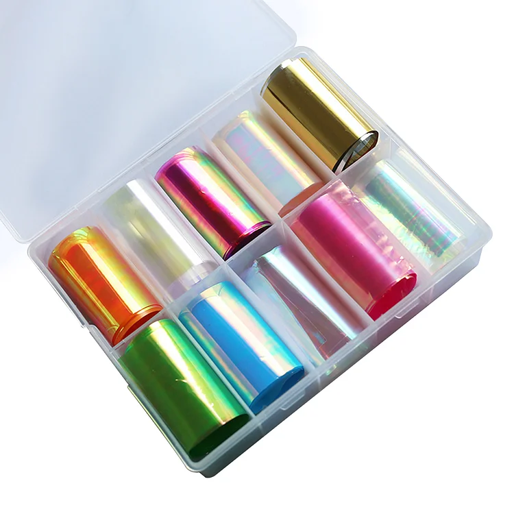 10 Rolls/box Handmade Aurora Paper Colorful Crystal Seal Sticker Making Material gbfke