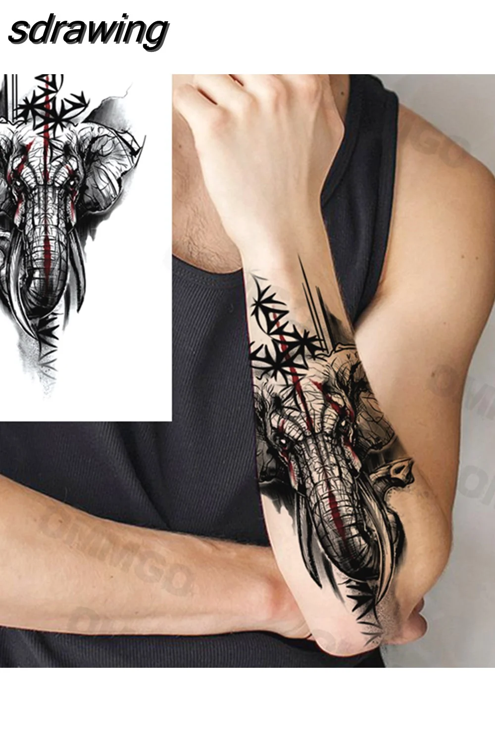 sdrawing Lion Rose Flower Temporary Tattoos For Women Adult Girl Compass Skull Fake Tattoo Arm Thigh Body Art Waterproof Tatoos