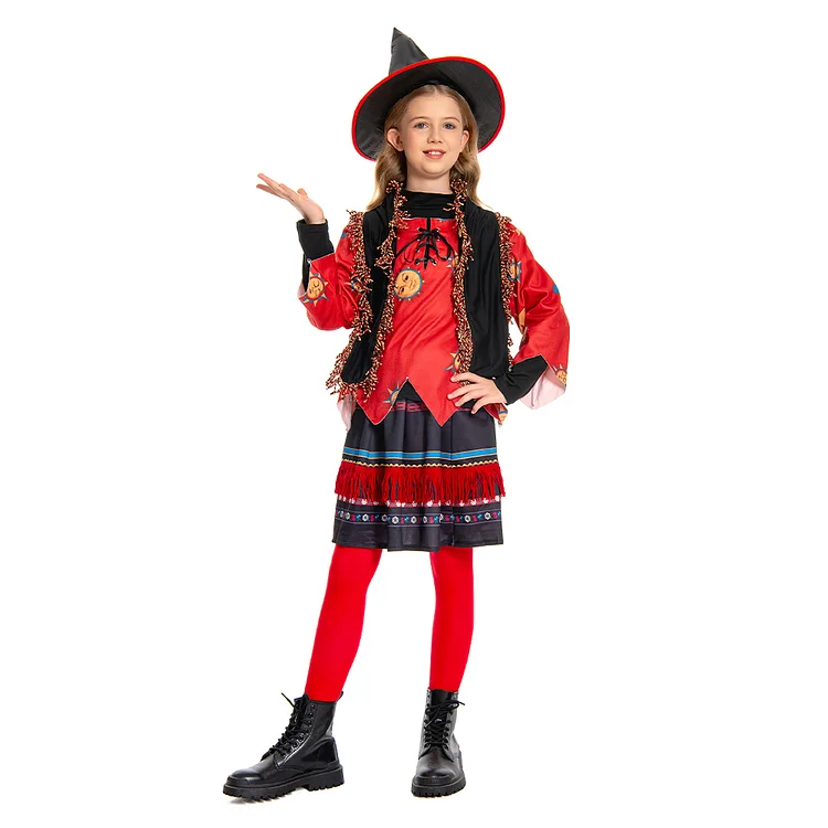 Hocus Pocus Kids Children Girls Skirt Hat Outfit Dani Dennison Halloween Carnival Suit Cosplay Costume