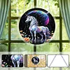 (18.5cm)DIY Acrylic Jigsaw Puzzle Window Hanging with Hanging Chain DIY Stained Glass Decoration Round Window Puzzle Decor for DIY Craft Project (Colorful Horse)