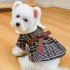 Pet Autumn Winter  Dog Warm Dresses Bow Lattice Skirt