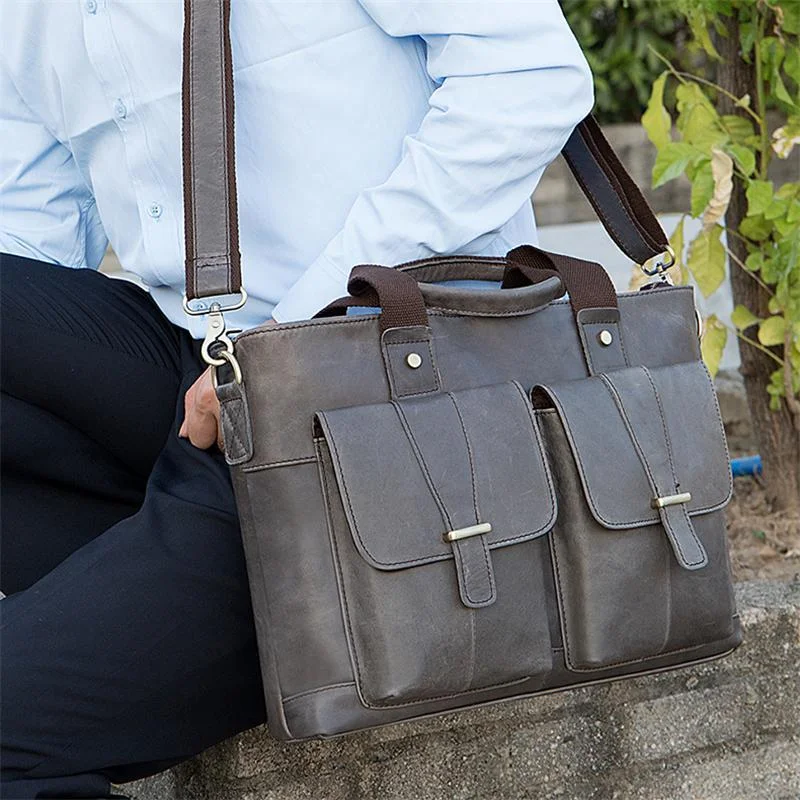 Large Capacity Vintage Leather Casual Business Briefcase