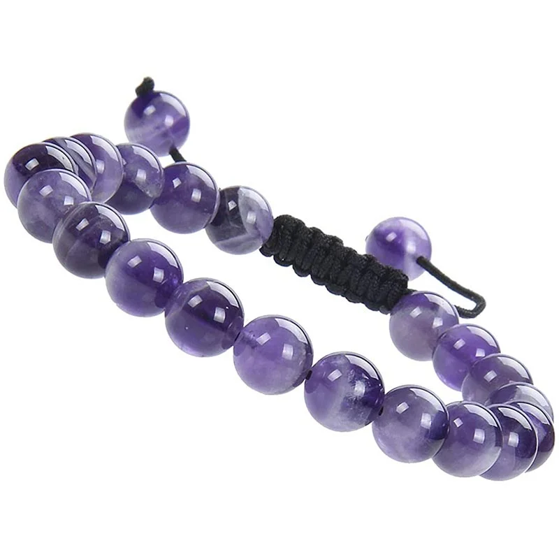 Natural Healing Power Gemstone Crystal Beads Unisex Adjustable Macrame Bracelet