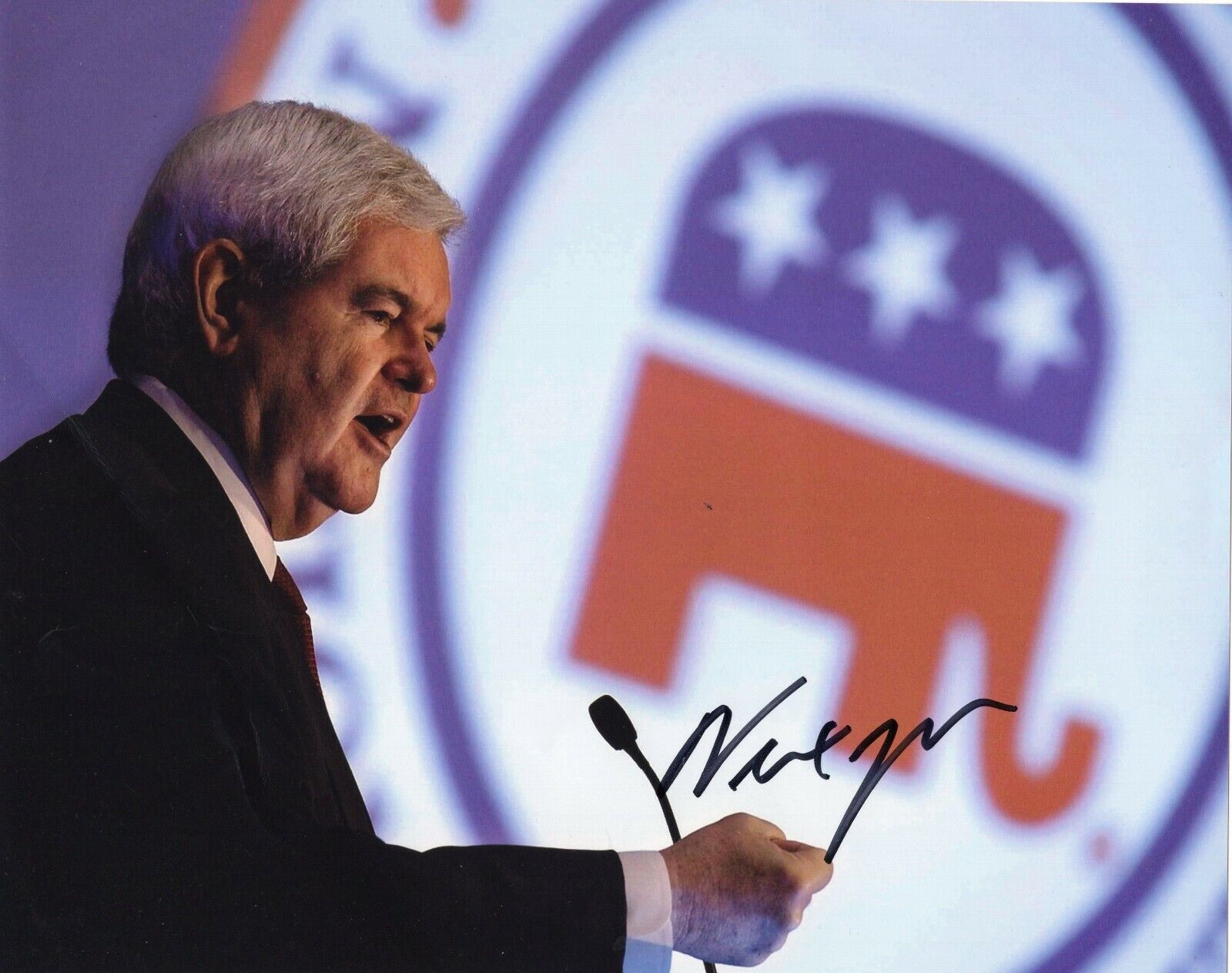 Newt Gingrich Signed 8x10 Photo Poster painting w/COA Politician Speaker Of The House