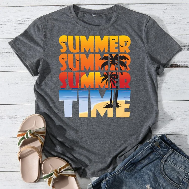 Summer Time Round Neck T-shirt-018213