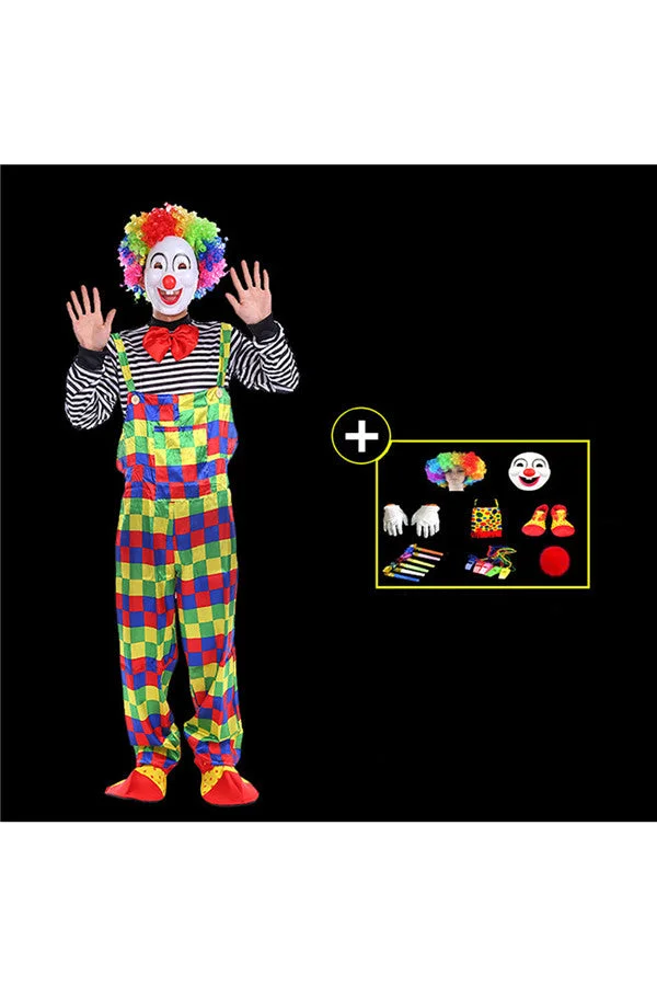 Funny Cricus Joker Clown Mens Costume For Halloween Cosplay-elleschic