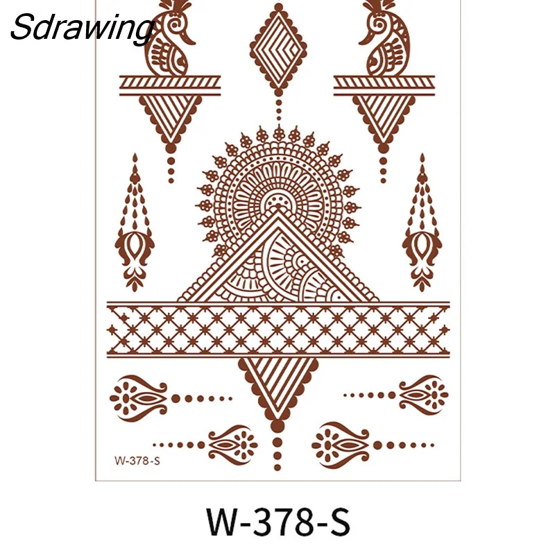 Sdrawing Henna Lace Temporary Tattoo Sticker Butterfly Mehndi Flower Fake Tattoo for Women Feather Flora Sexy Henna Design Stickers