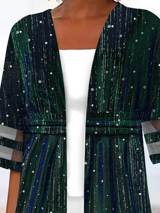 Women Half Sleeve Scoop Neck Polka Dot Printed Graphic Two-Pieced Tops