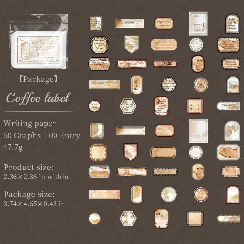 Boxed Sticker - Tag 100 Series Vintage Stamp Label Landscaping Material Collage 