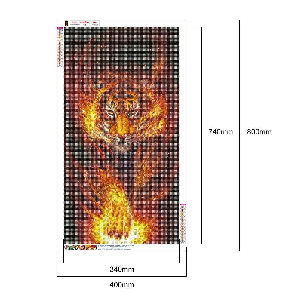 Diamond Painting - Full Round Drill - Fire Tiger(40*80cm)
