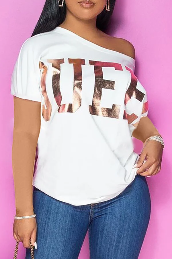 QUEEN Printed One Shoulder T-shirt