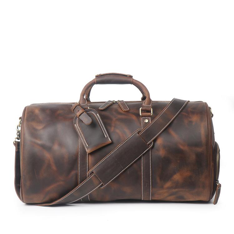 Men's Vintage Handmade Leather Duffle Sports Shoulder Bags