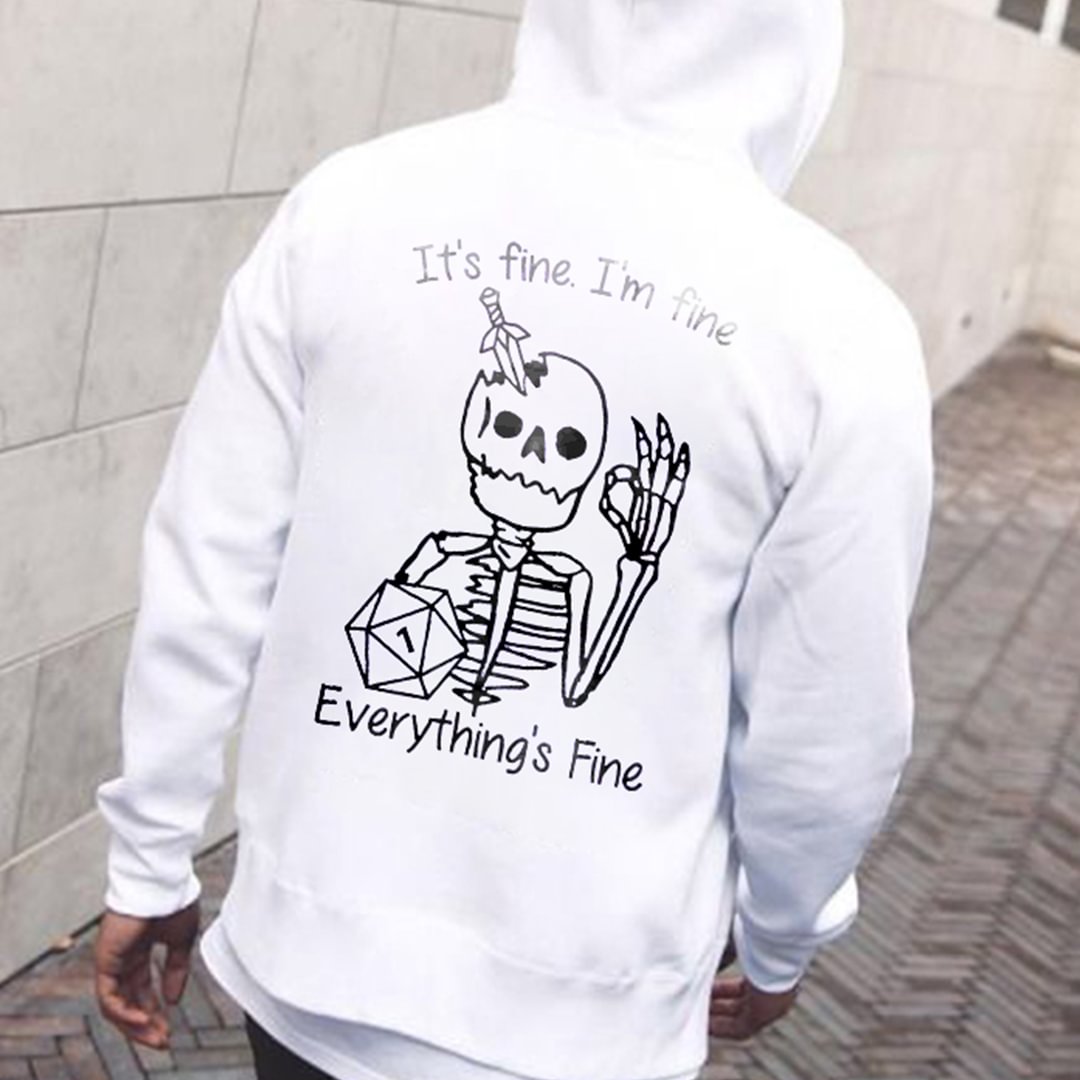 It's Fine.i'm Fine Everything's Fine Skull Hoodie - Krazyskull