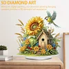 (US Only)Acrylic 2D Flat Print DIY Sunflower Birdhouse Diamond Art Tabletop Decorations