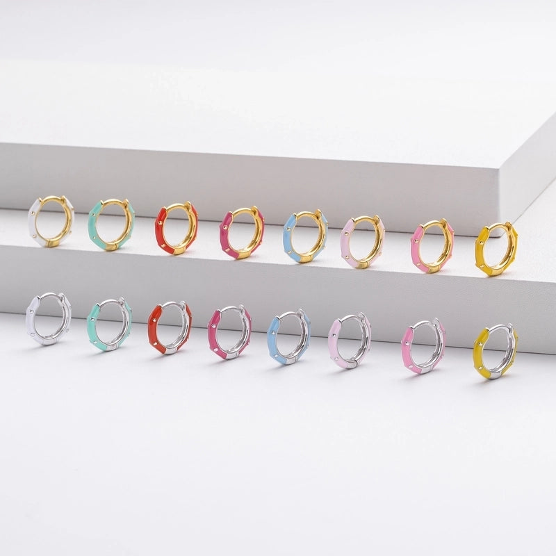 1 Pair 925 Sterling Silver Round Earrings