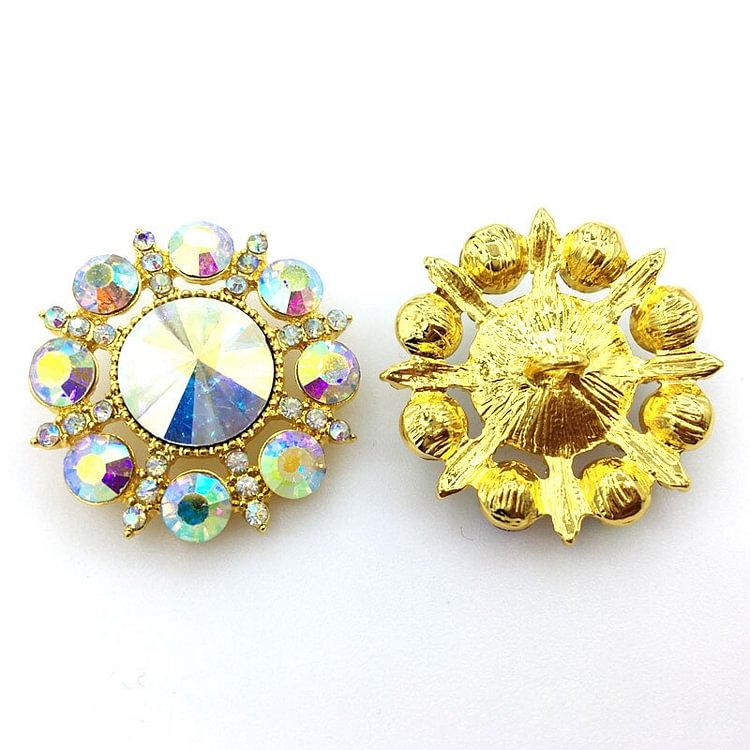 33MM Metal Buttons For Clothing 5Pcs/Lot  Mix Color Rhinestones  Decor  Accessorie