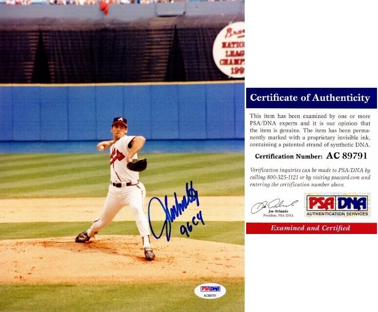 John Smoltz Signed Autographed Atlanta Braves 8x10 inch Photo Poster painting w/ 1996 CY PSA/DNA