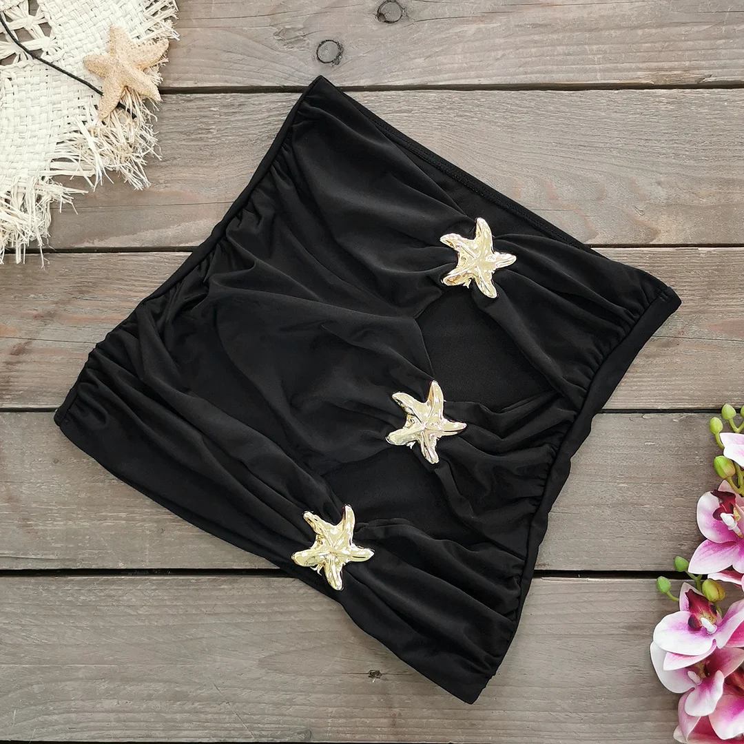 Uveng Sexy Hollow Strap One-Piece Swimsuit Woman 2025 New Swimsuit Half-Body Skirt Two-Piece