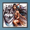 (40*40cm)Girl Wolf - Full Round Drill Diamond Painting