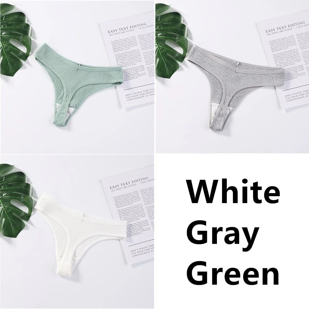 3Pcs/Set Panties G-String Ladies Sexy Panties Ladies Ladies Thong Underwear Low Waist Solid Comfortable Cotton Panties Lingerie