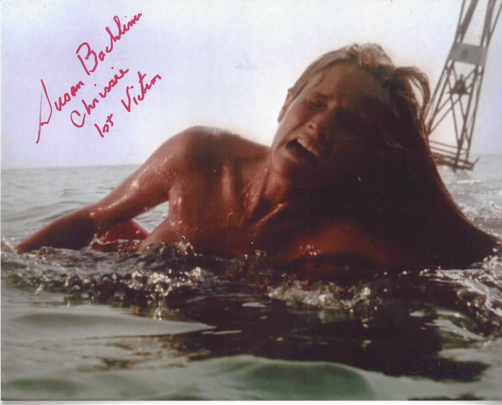 JAWS 1st Victim autographed 8x10 Red Photo Poster painting Bonus 4x6 of signing Chrissie added