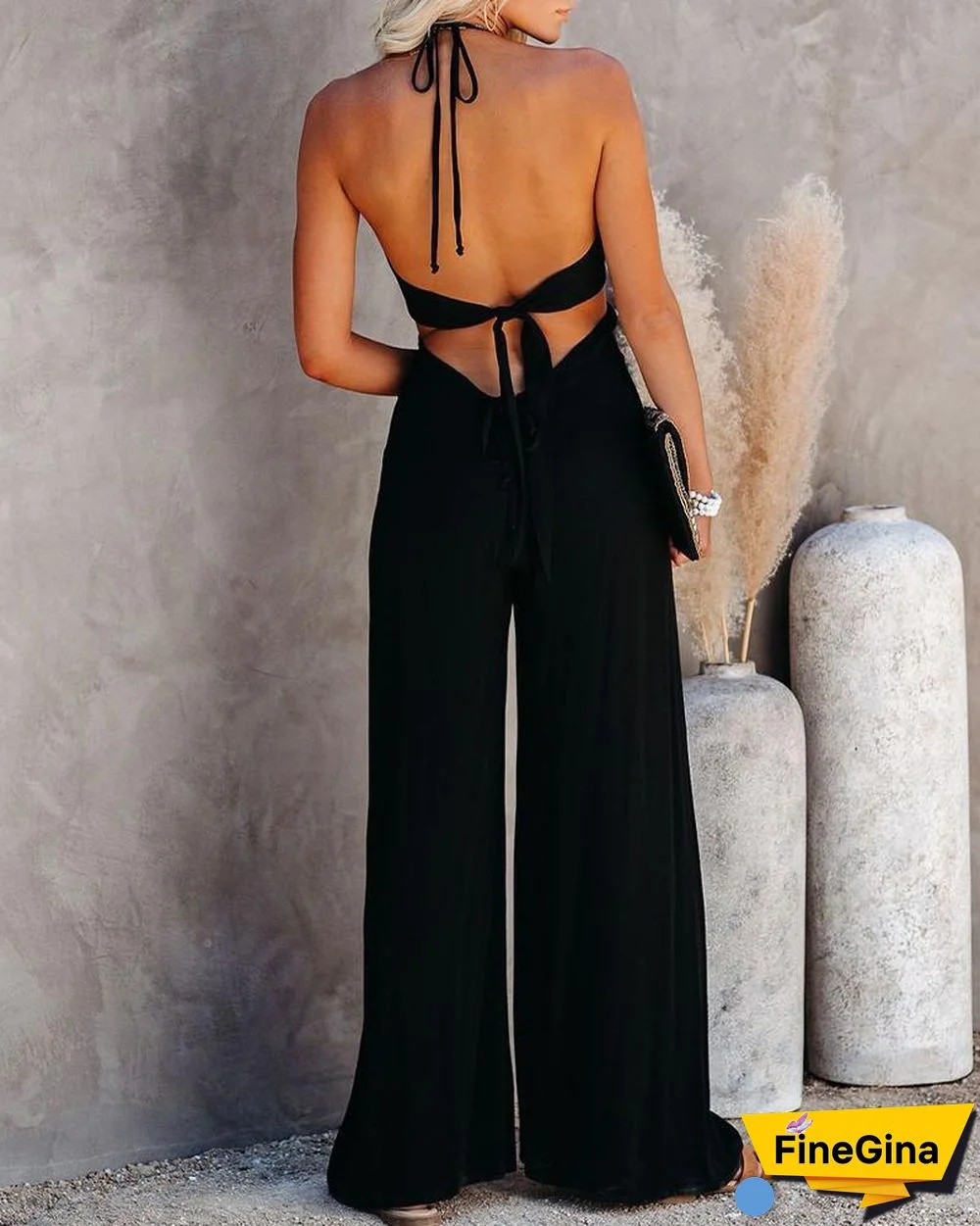 Backless Halter Neck Jumpsuit P10065