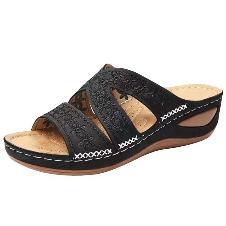 Claquette Orthopédique Aux Fleurs Brodées Pour Femme