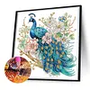 Flower Branch Peacock-Partial Special Shaped Diamond Painting 30*30CM
