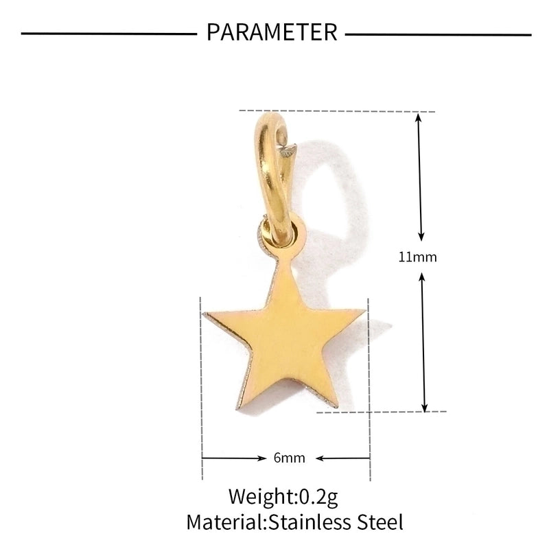 20 PCS/Package 28.5*30mm 6*11mm 7 * 12mm 201 Stainless Steel 18K Gold Plated Star Heart Shape Smile Face Polished Pendant