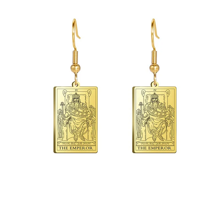The Emperor Tarot Card Dangle Earrings