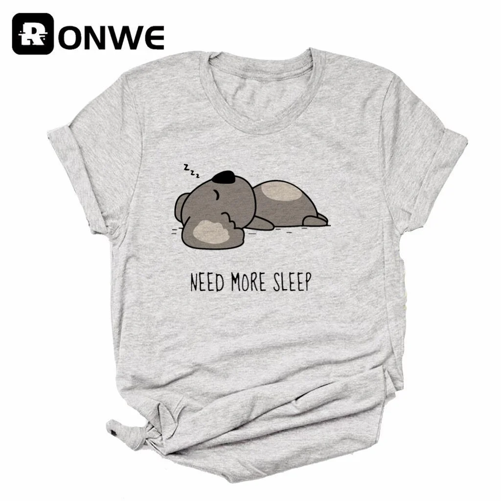 Lazy Sleep Koala Need More Sleep Funny Women T-shirt Girl Vintage Tops Tee Female Harajuku Clothing Streetwear,Drop Ship