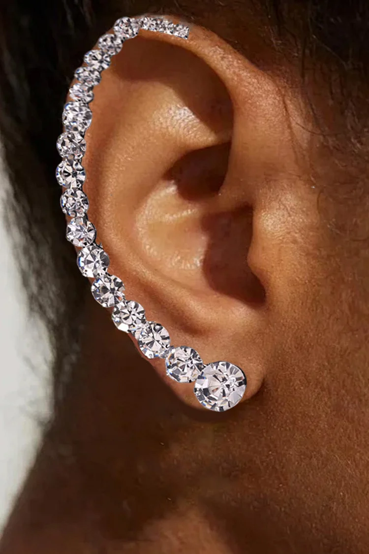 Fashion Silver Rhinestone Geometric Earrings 2024 - Xpluswear