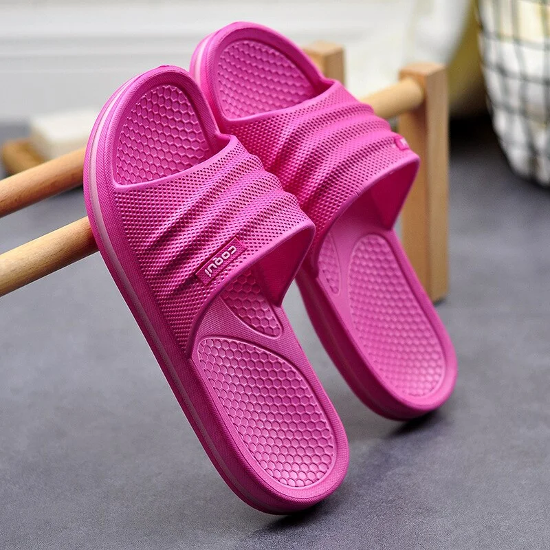 2021 Slippers for Women Floor Antiskid Summer Home Slippers Flat Bathing Indoor Stripe Slides Bathroom Non-slip Unisex Slippers