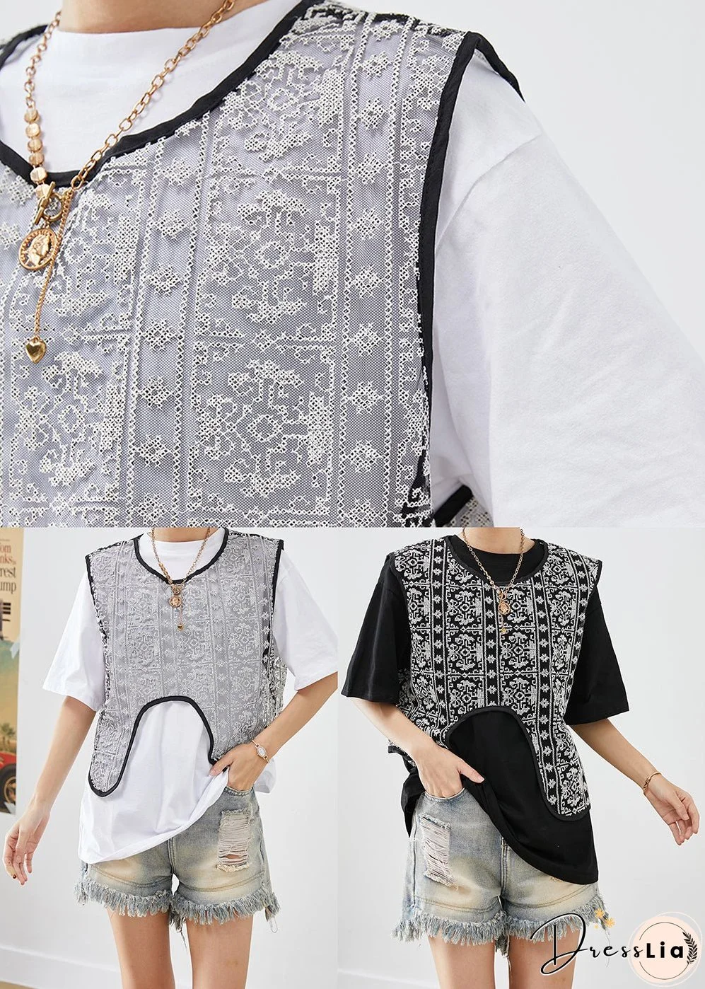 French White Embroideried Tulle Vest And Tank Two Pieces Set Summer