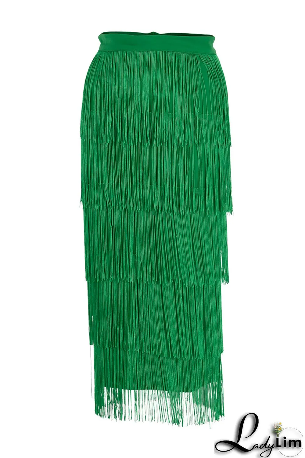 Black Fashion Solid Tassel Patchwork Regular High Waist Straight Solid Color Bottoms