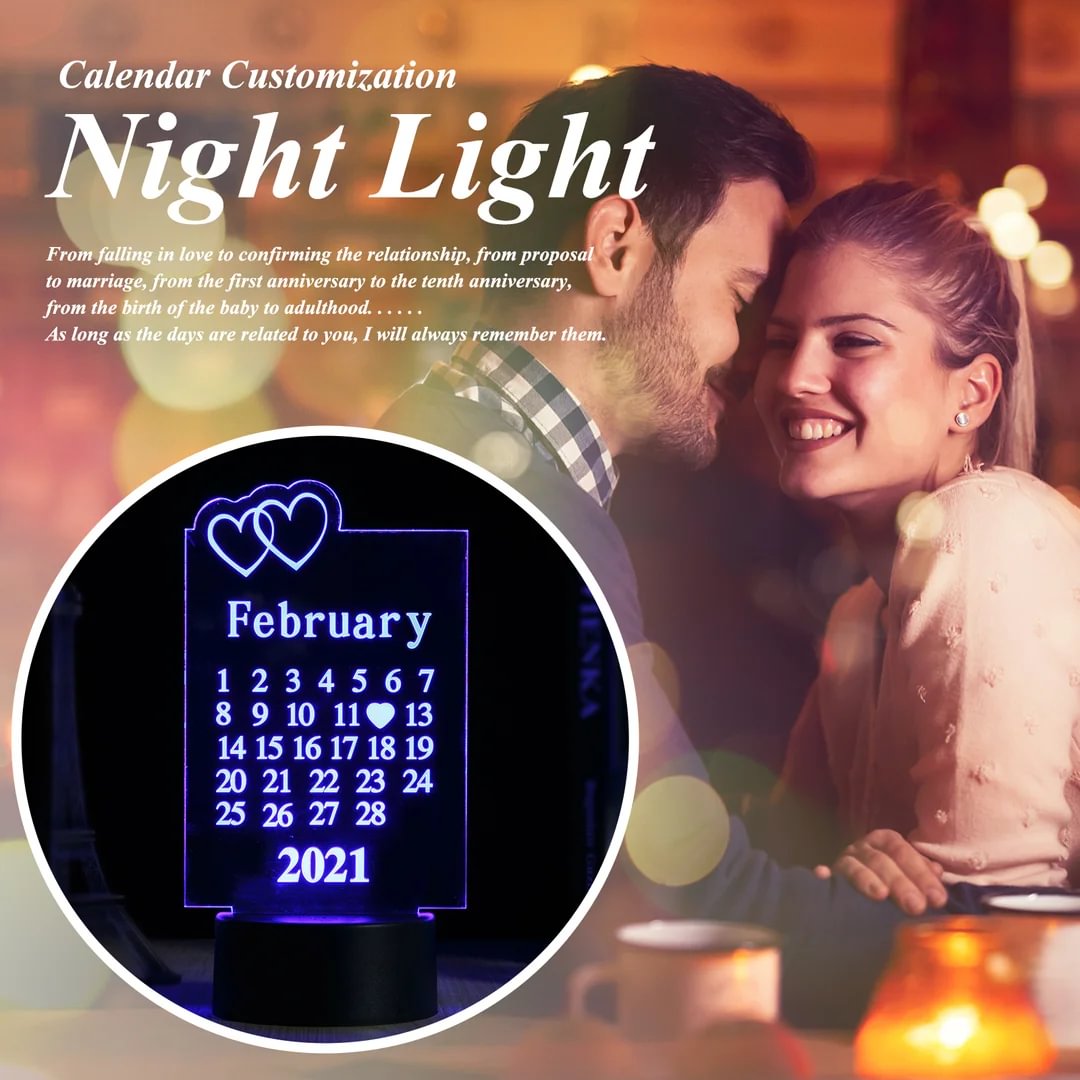 Personalized Night Light Custom Calendar Gifts for Her